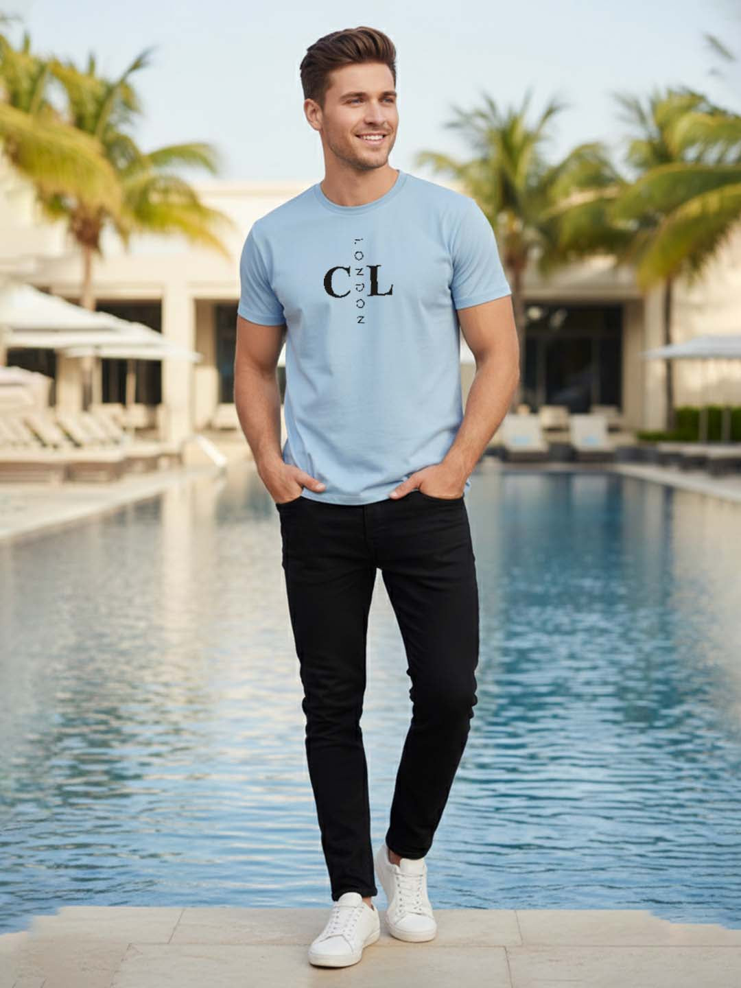 Carlton London Printed Round Neck T-Shirt.
