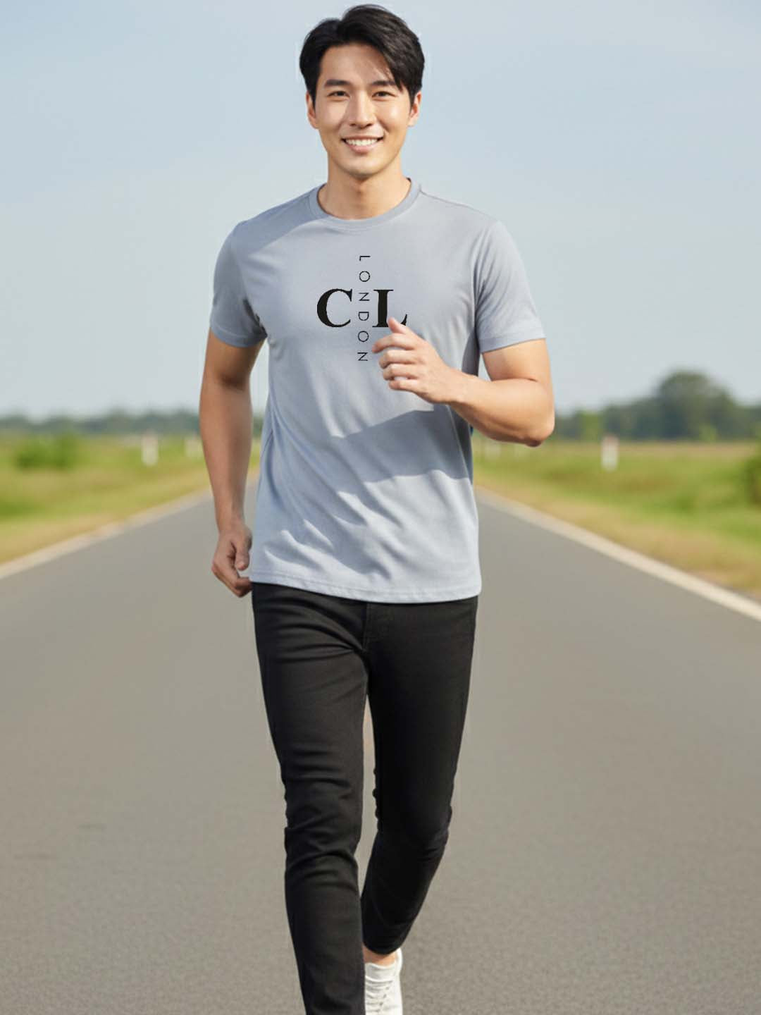 Carlton London Printed Round Neck T-Shirt.