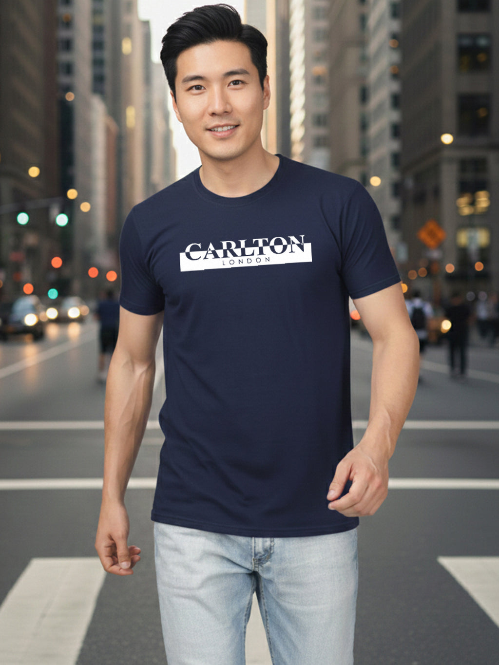 Carlton London Printed Round Neck T-Shirt.