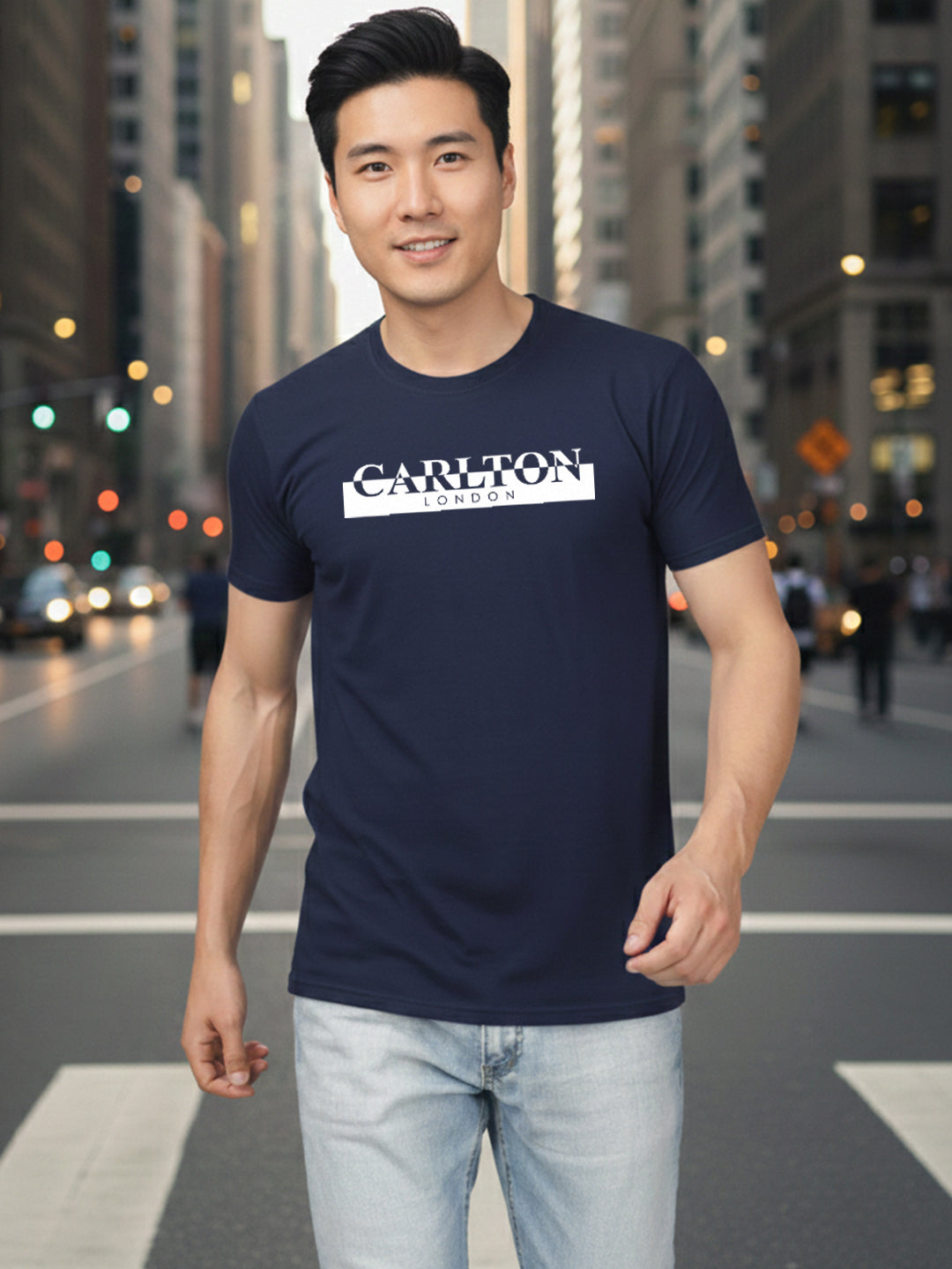 Carlton London Printed Round Neck T-Shirt.
