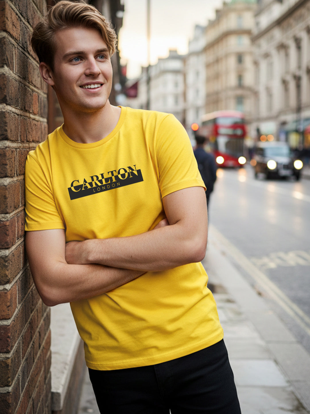 Carlton London Printed Round Neck T-Shirt.