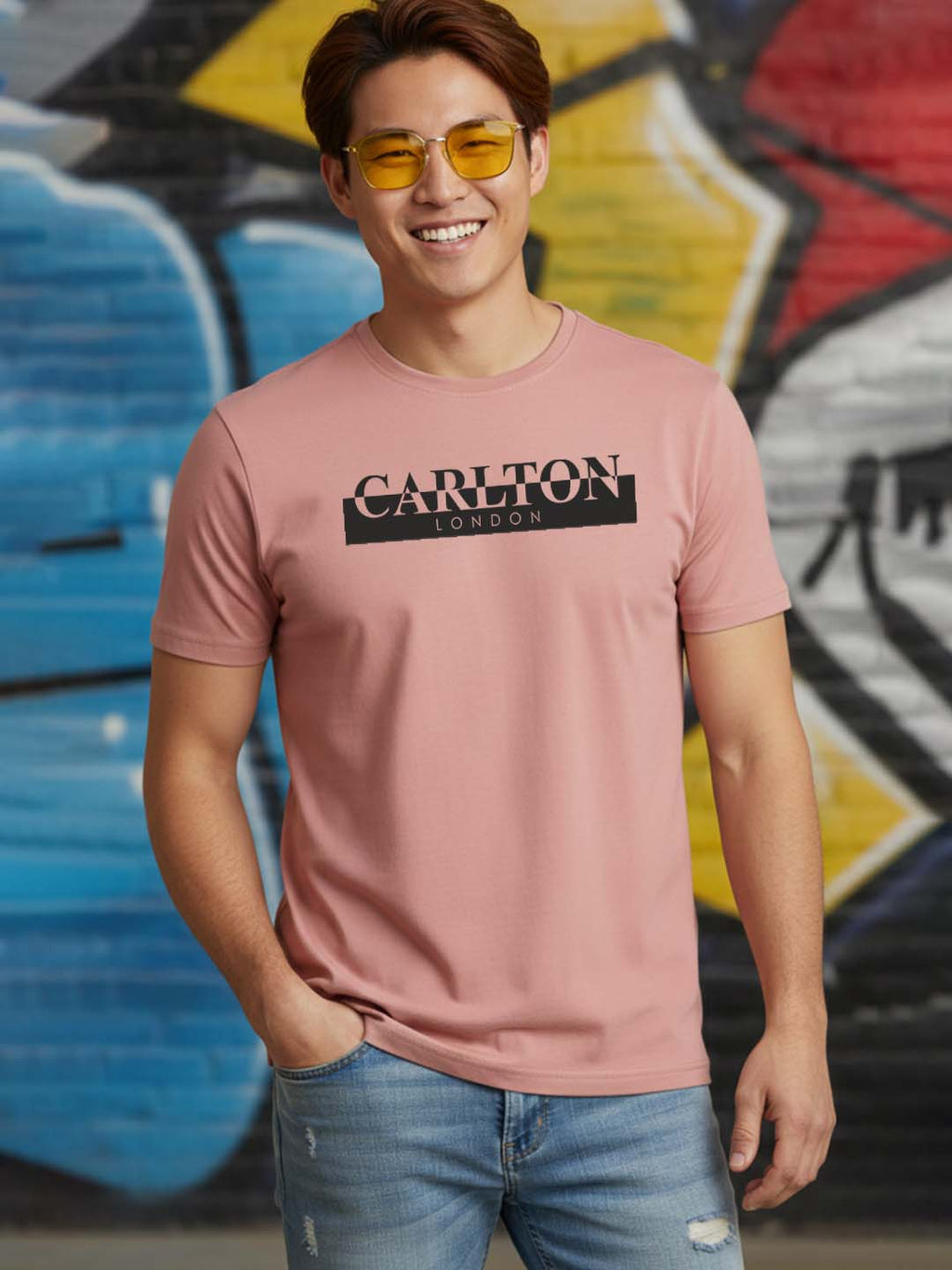 Carlton London Printed Round Neck T-Shirt.