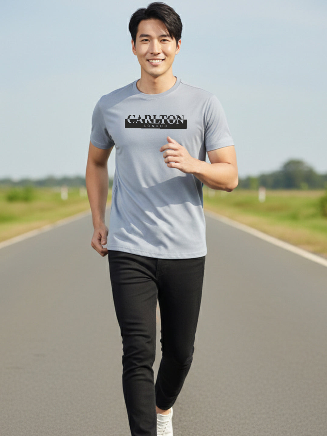 Carlton London Printed Round Neck T-Shirt.