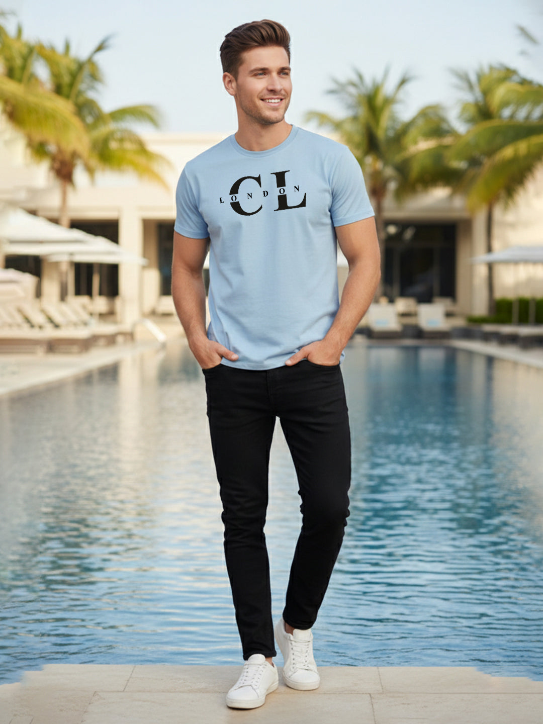 Carlton London Printed Round Neck T-Shirt.