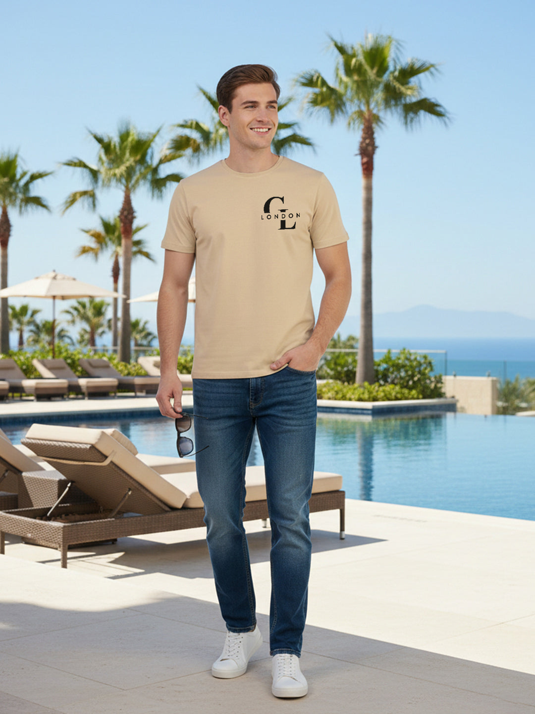Carlton London Printed Round Neck T-Shirt.