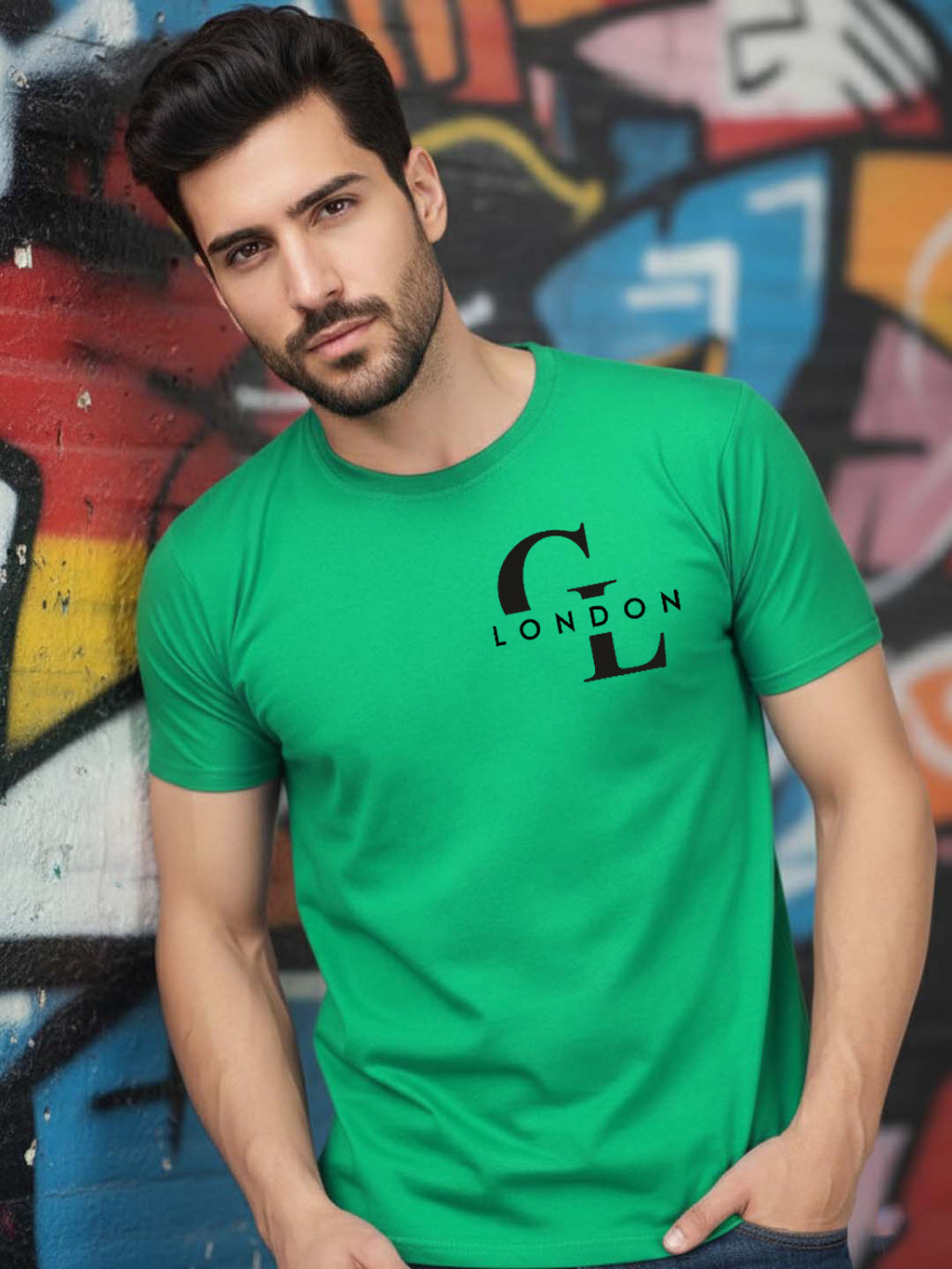 Carlton London Printed Round Neck T-Shirt.