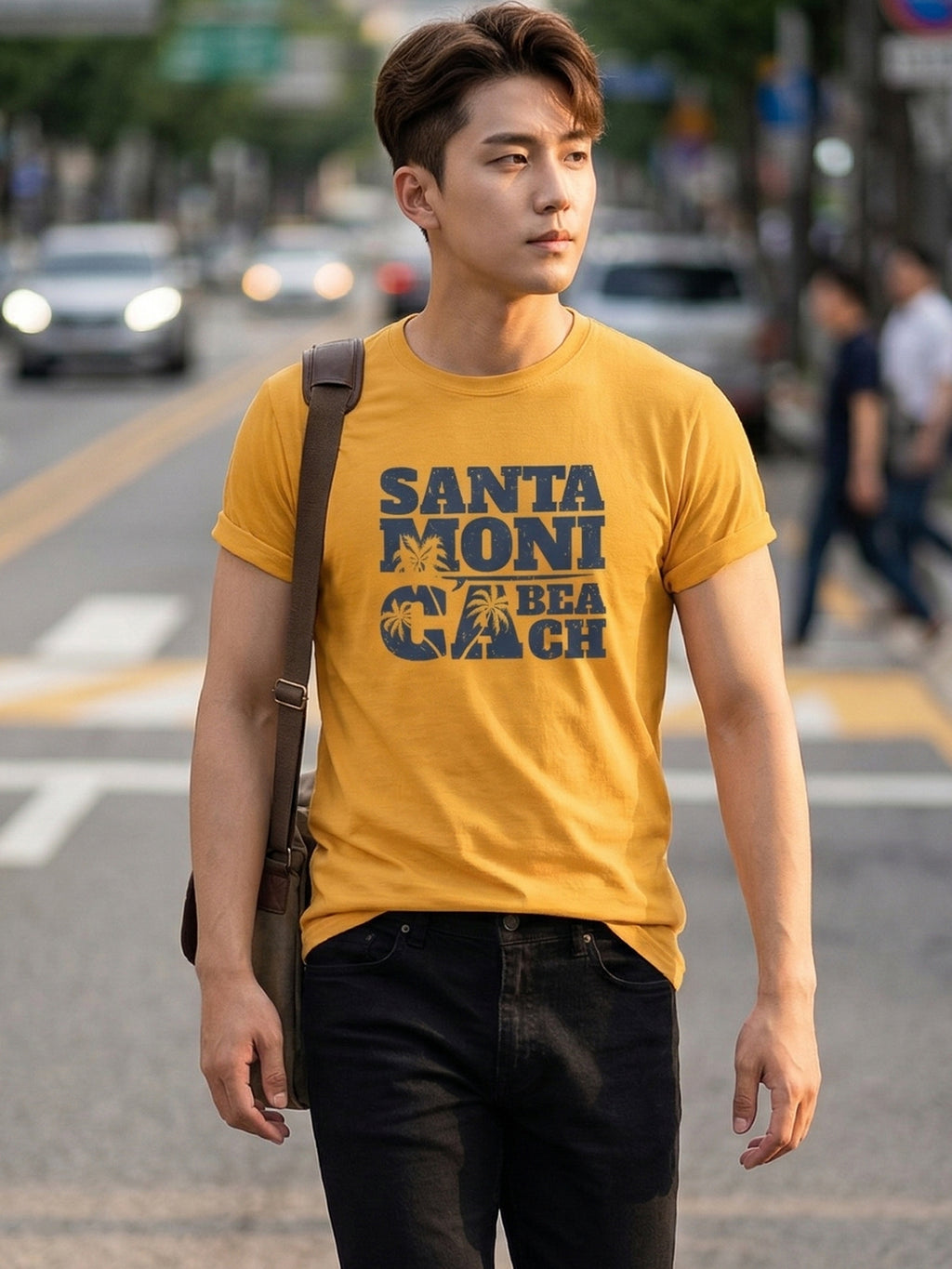 Greylongg Round Neck Santa Moni Cabeach Design  printed T-shirts