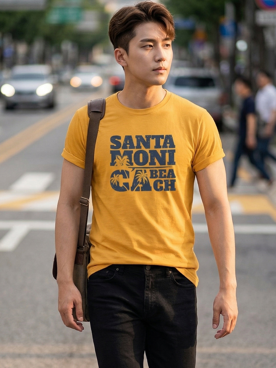 Greylongg Round Neck Santa Moni Cabeach Design  printed T-shirts