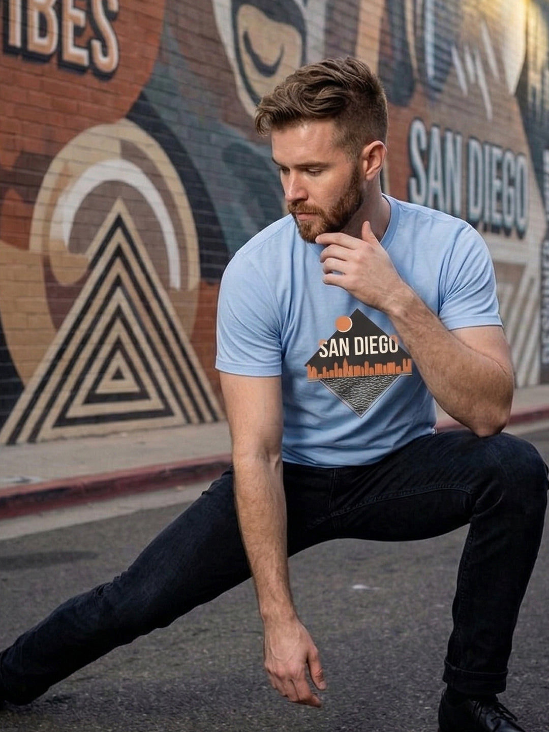 Greylongg Round Neck San Diego Design  printed T-shirts