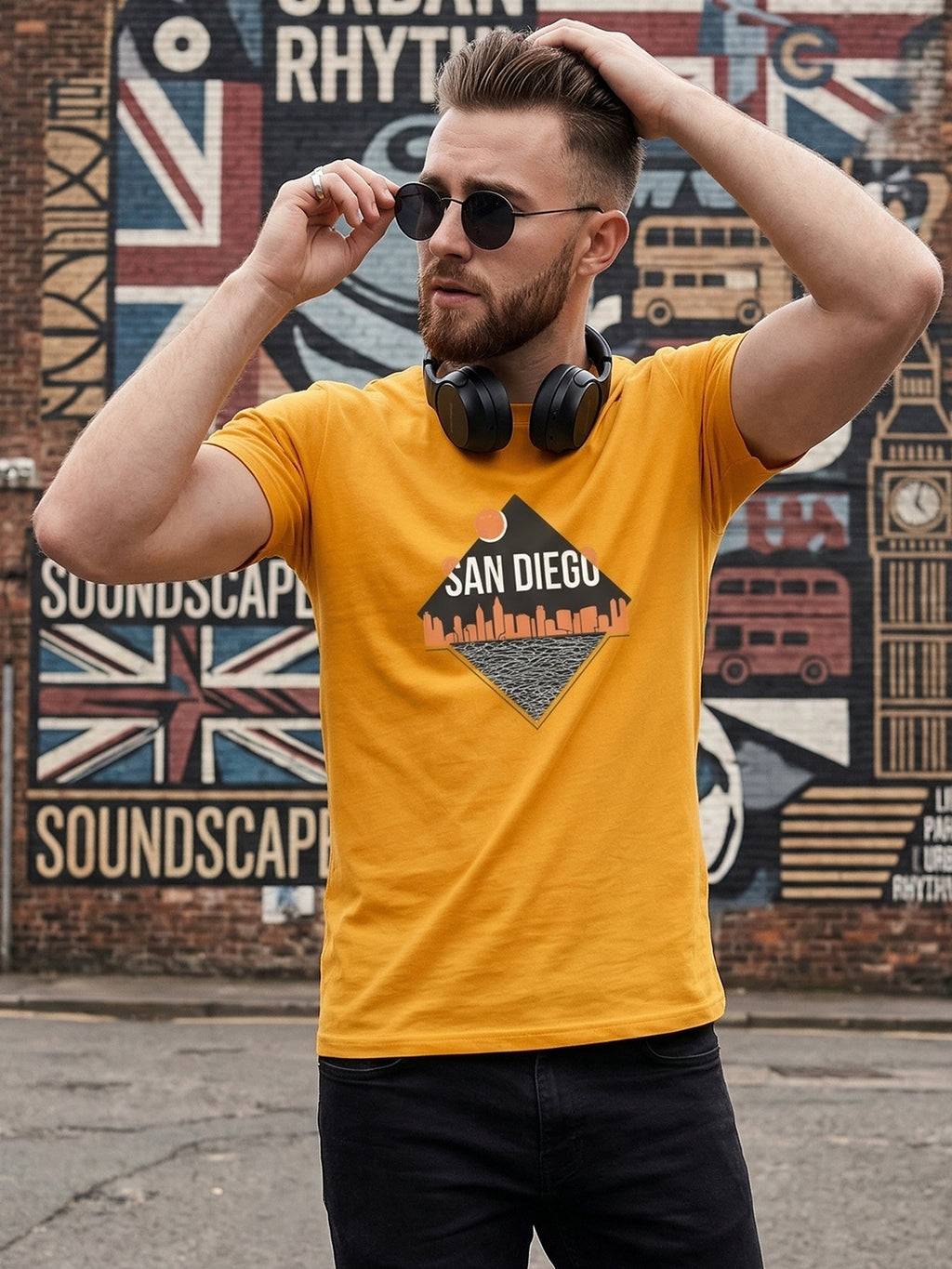 Greylongg Round Neck San Diego Design  printed T-shirts