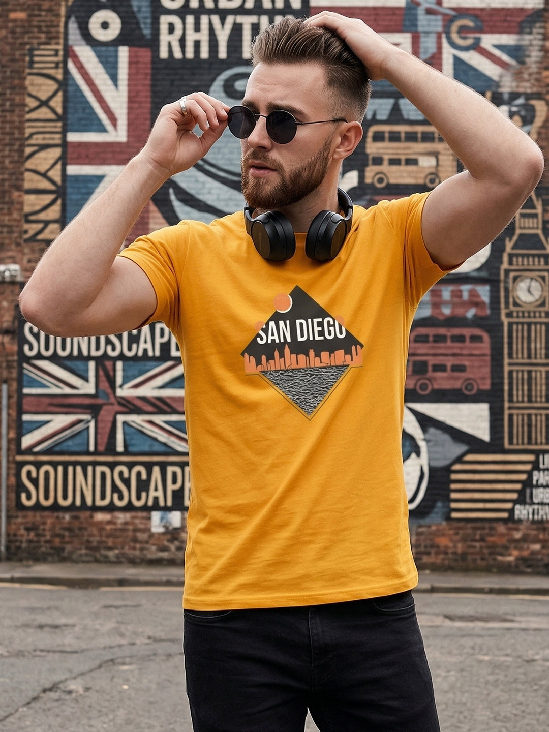 Greylongg Round Neck San Diego Design  printed T-shirts