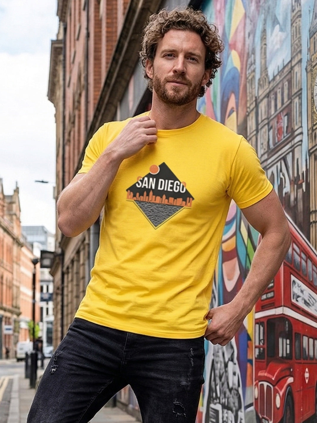 Greylongg Round Neck San Diego Design  printed T-shirts