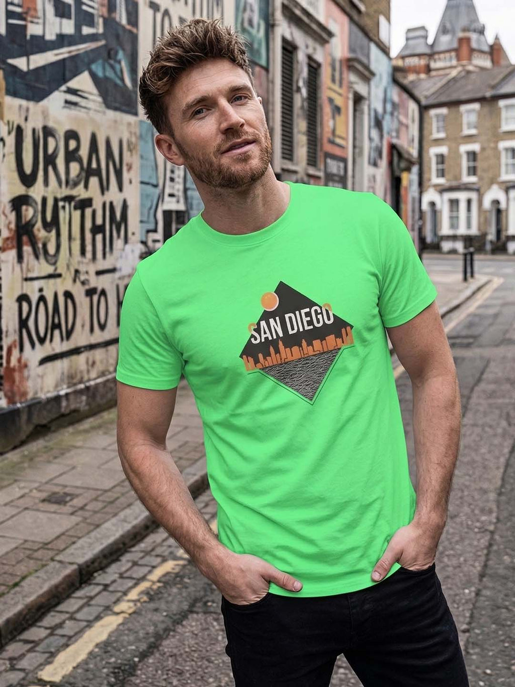 Greylongg Round Neck San Diego Design  printed T-shirts