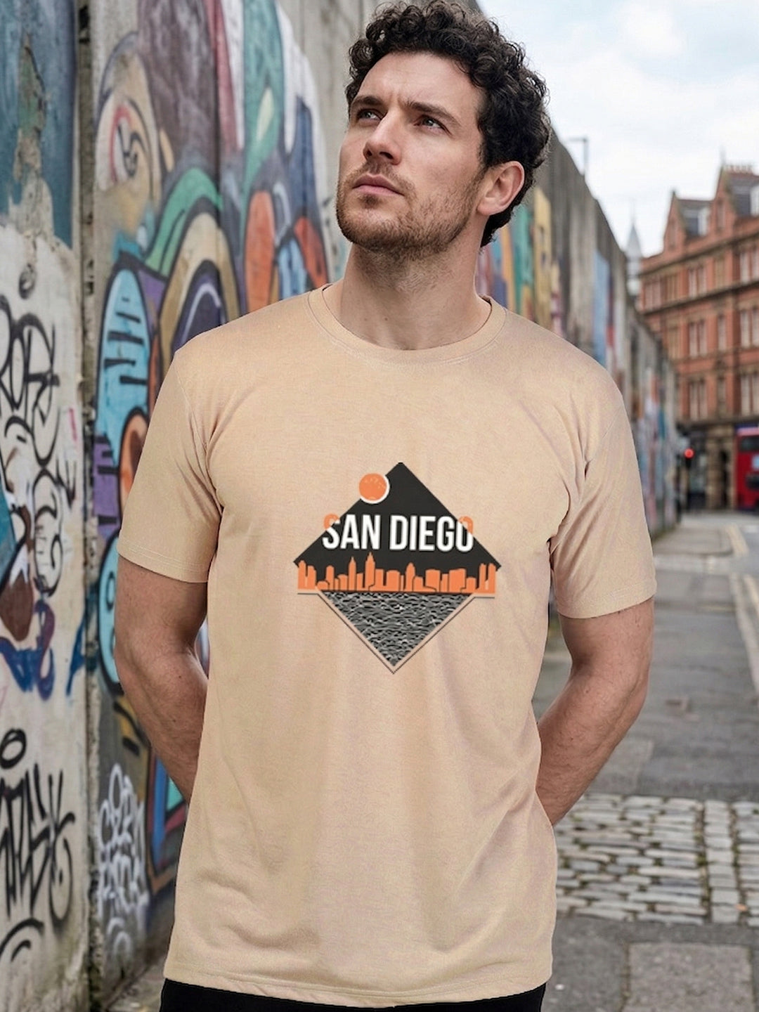 Greylongg Round Neck San Diego Design  printed T-shirts