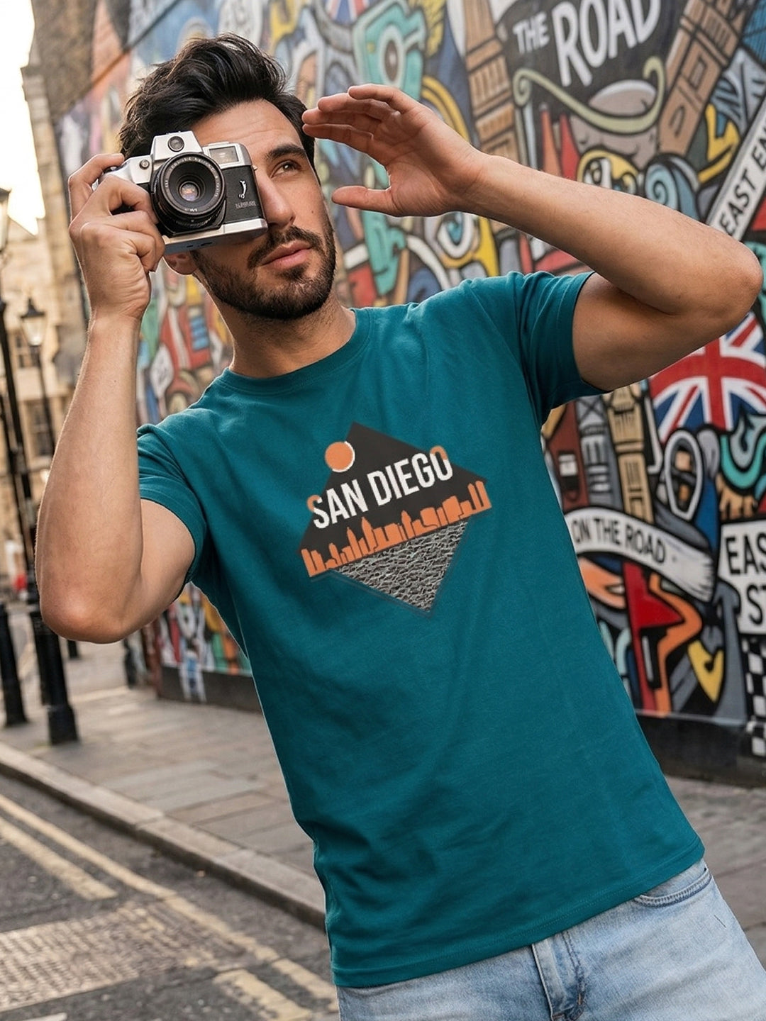 Greylongg Round Neck San Diego Design  printed T-shirts