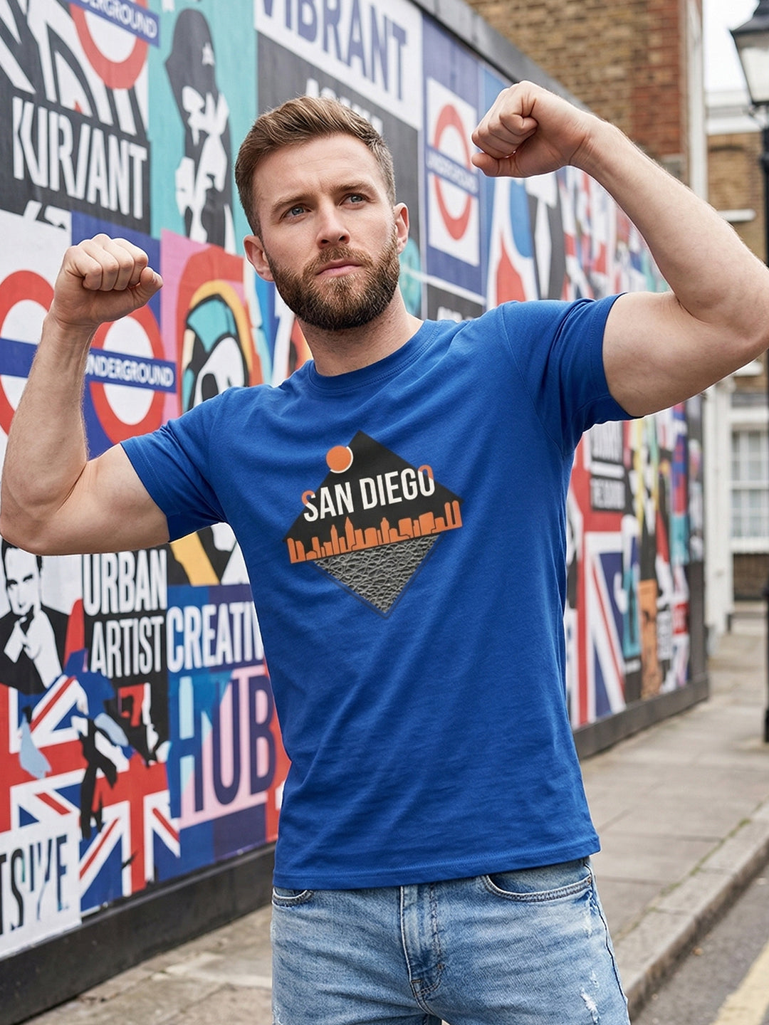 Greylongg Round Neck San Diego Design  printed T-shirts