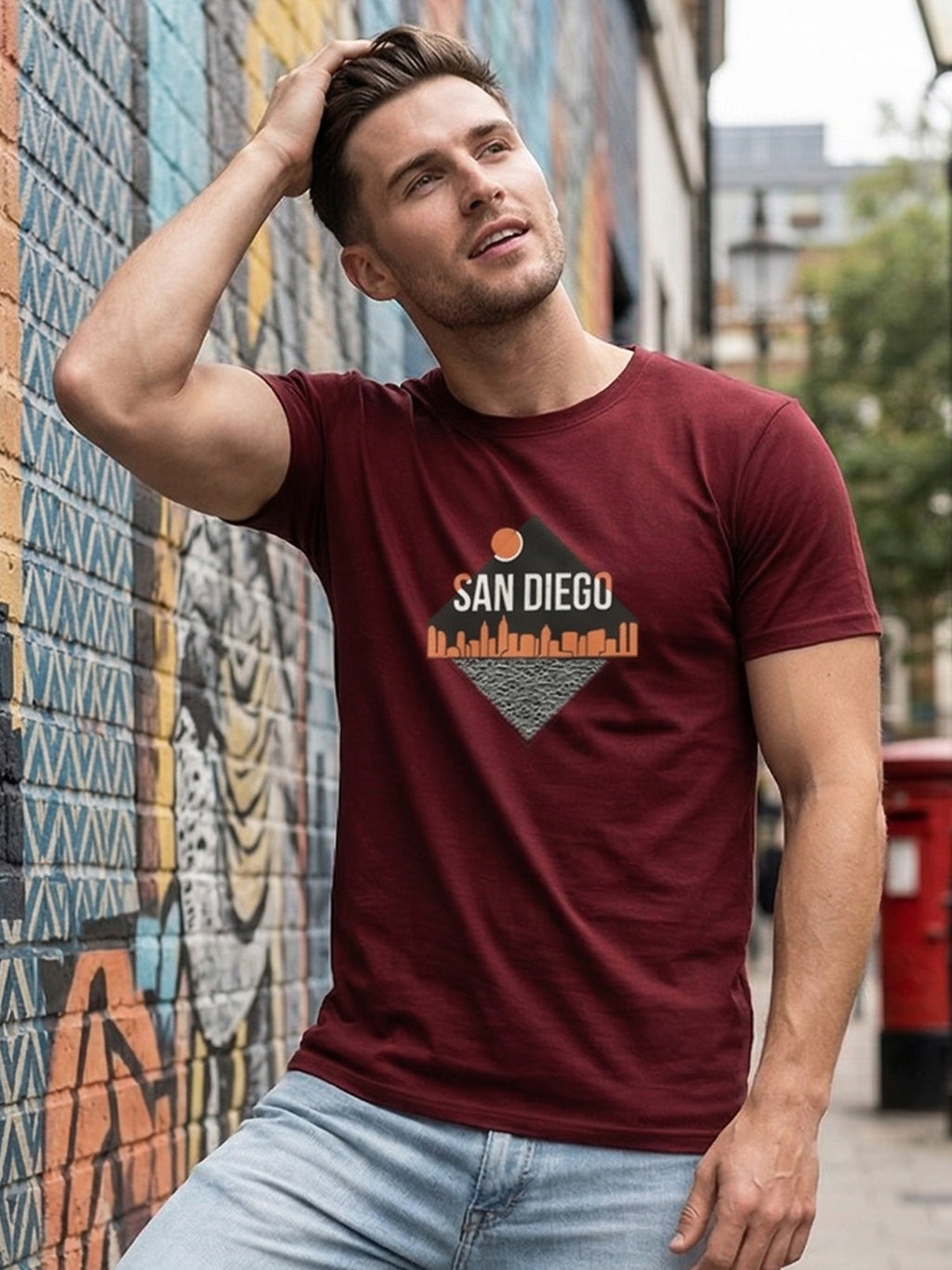 Greylongg Round Neck San Diego Design  printed T-shirts