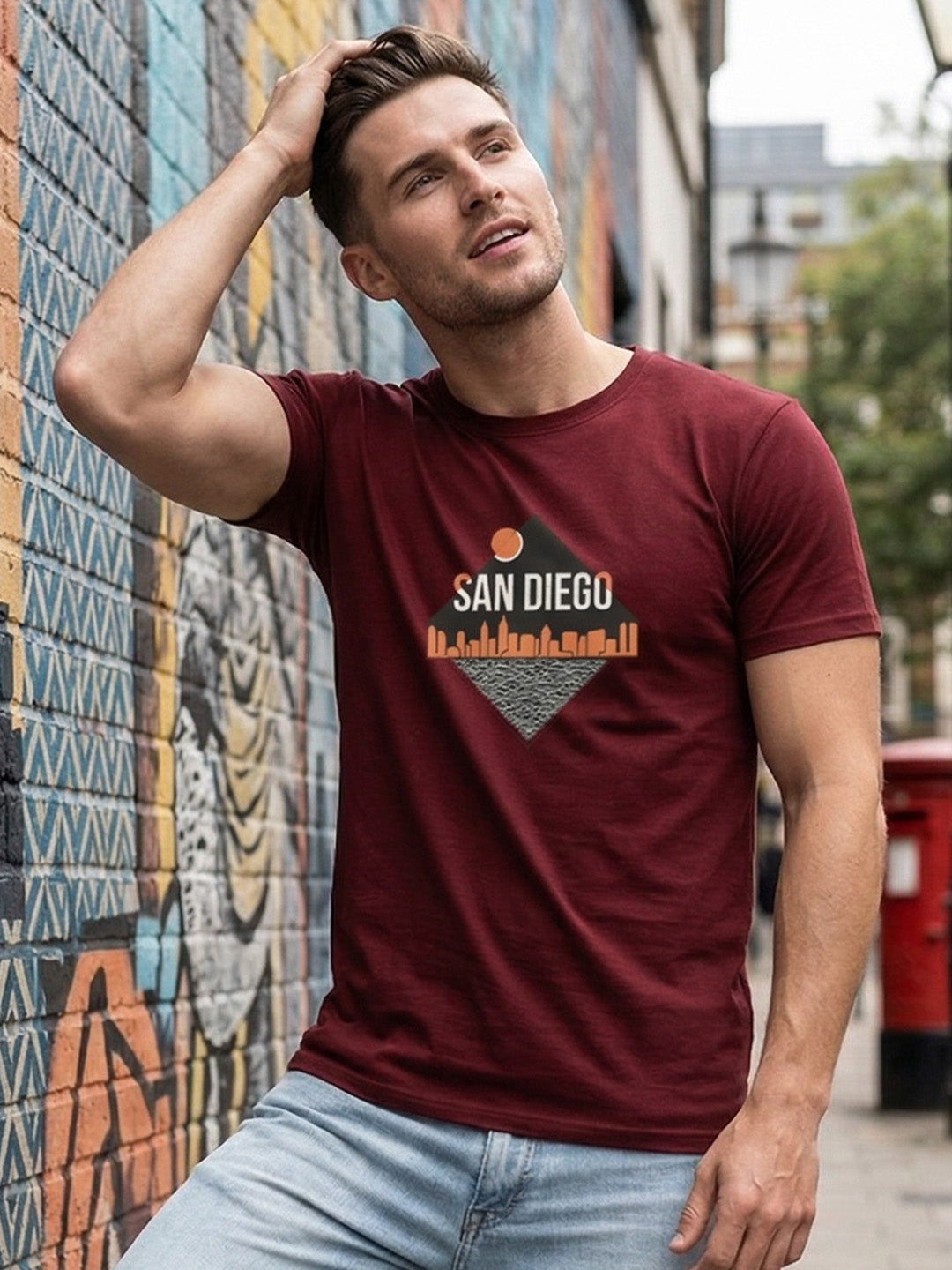 Greylongg Round Neck San Diego Design  printed T-shirts