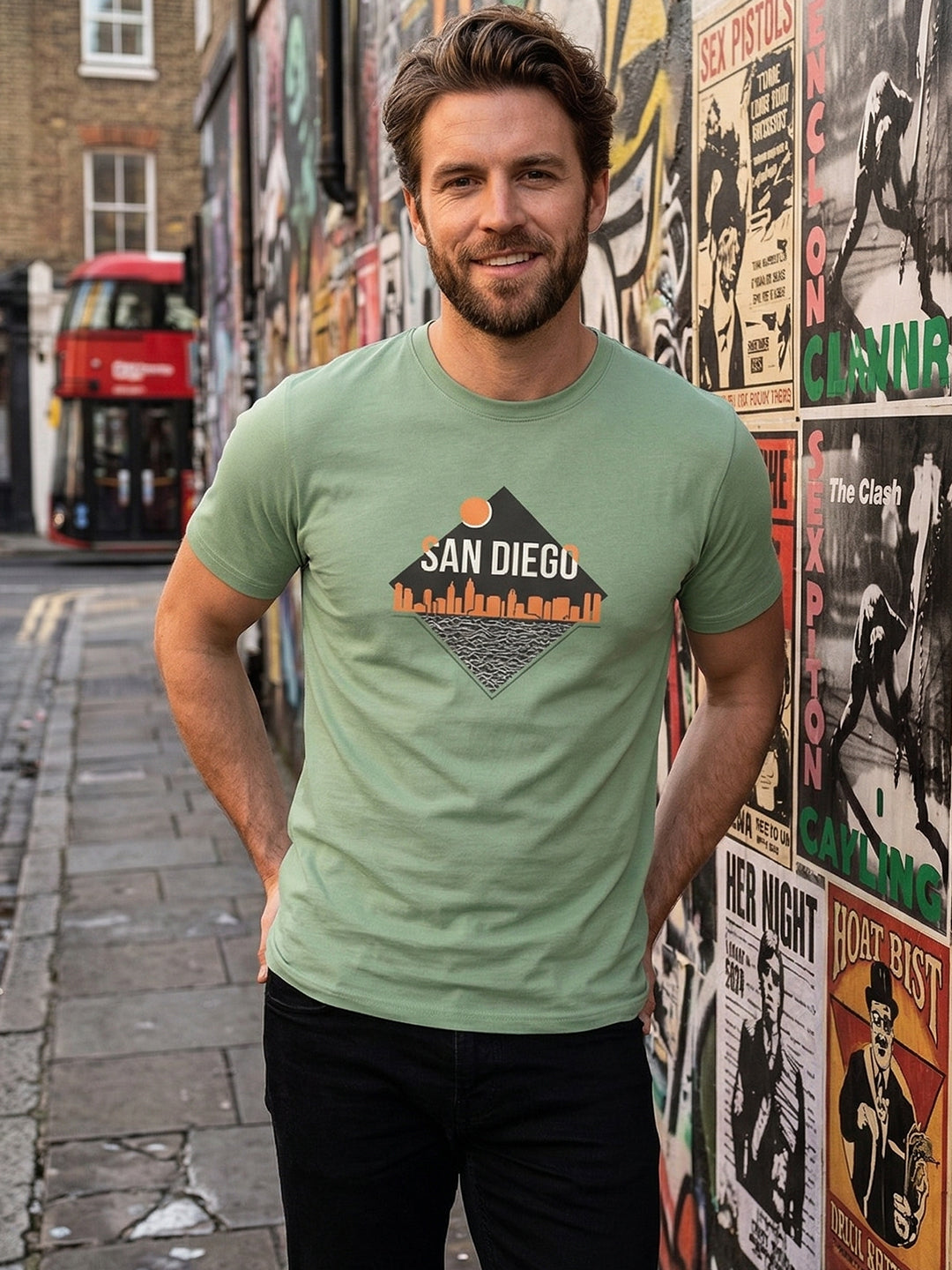 Greylongg Round Neck San Diego Design  printed T-shirts
