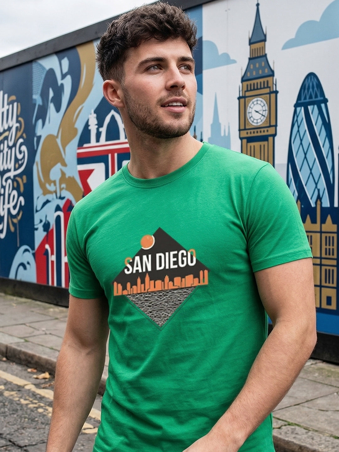 Greylongg Round Neck San Diego Design  printed T-shirts