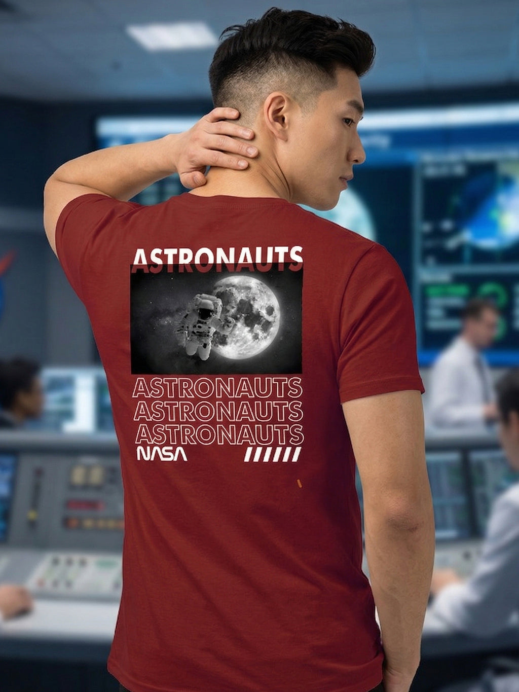 Greylongg Round Neck Nasa Astronauts Design  printed T-shirts