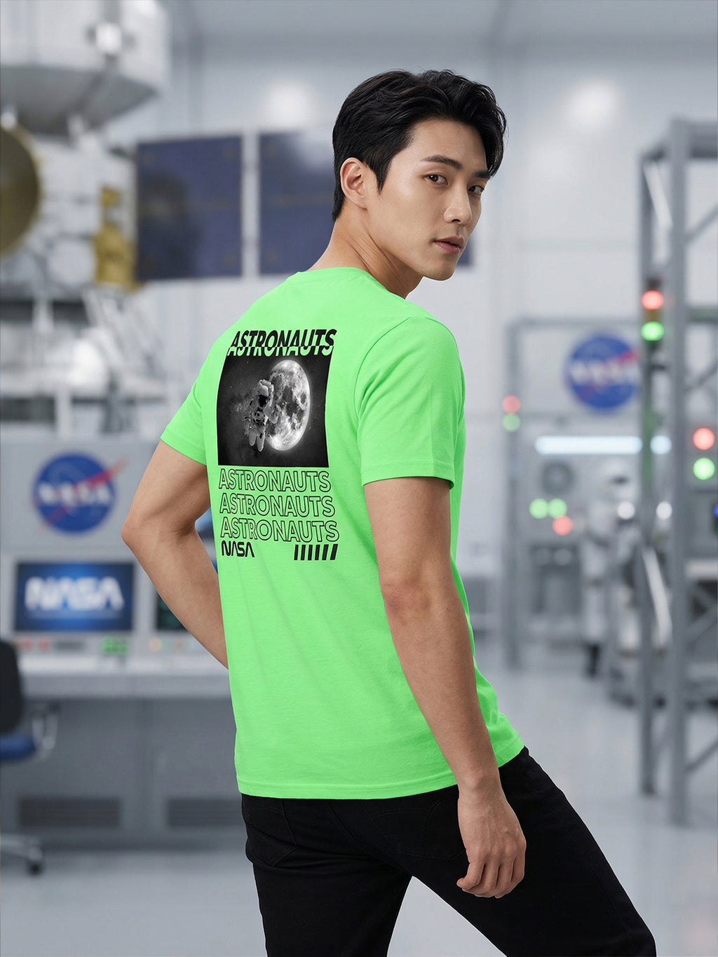 Greylongg Round Neck Nasa Astronauts Design  printed T-shirts