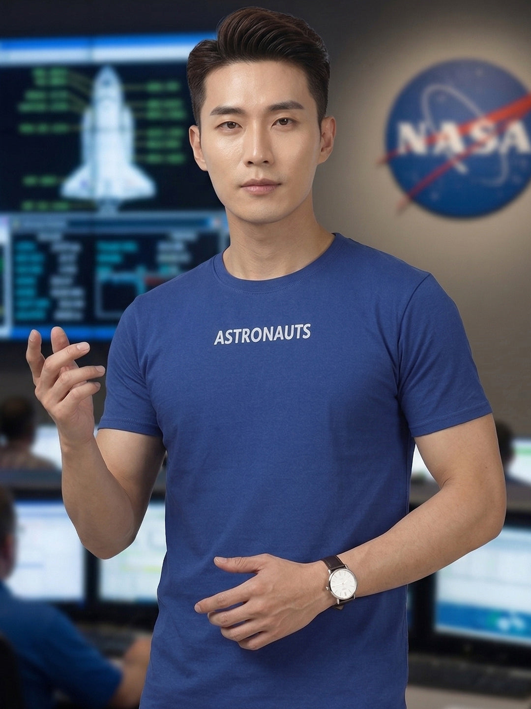Greylongg Round Neck Nasa Astronauts Design  printed T-shirts