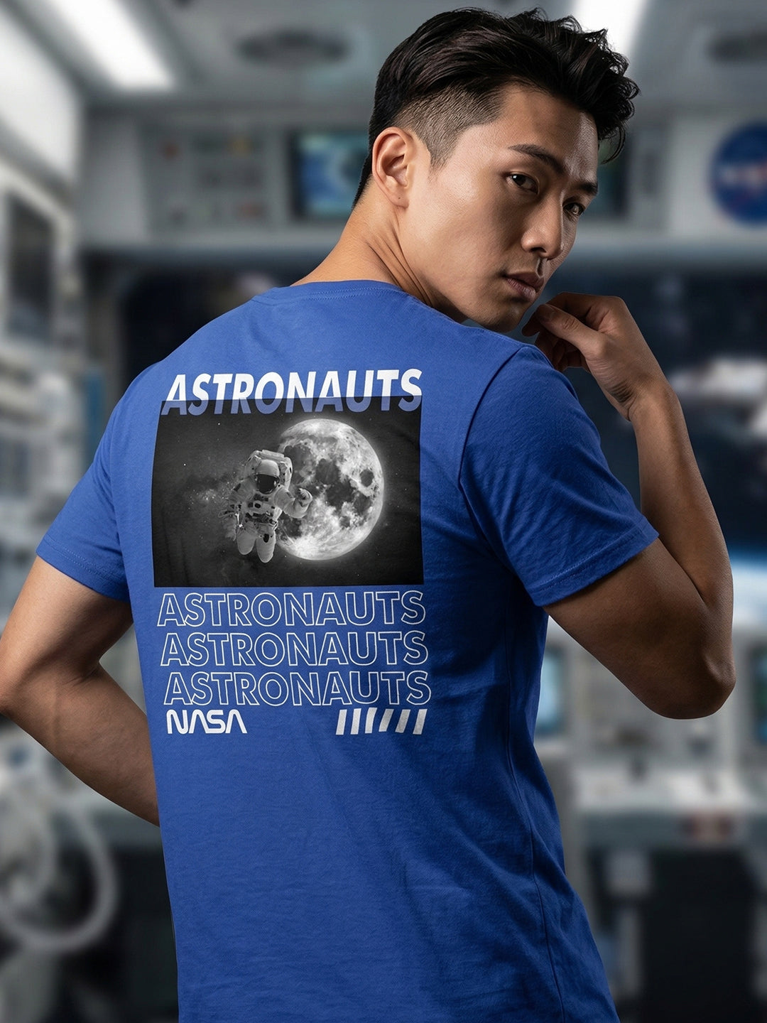 Greylongg Round Neck Nasa Astronauts Design  printed T-shirts