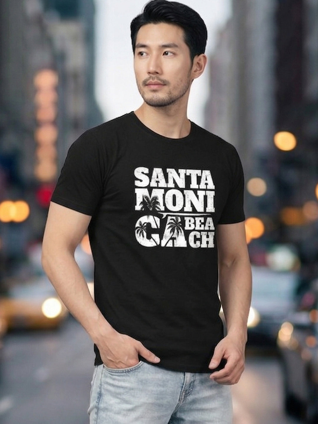 Greylongg Round Neck Santa Moni Cabeach Design  printed T-shirts