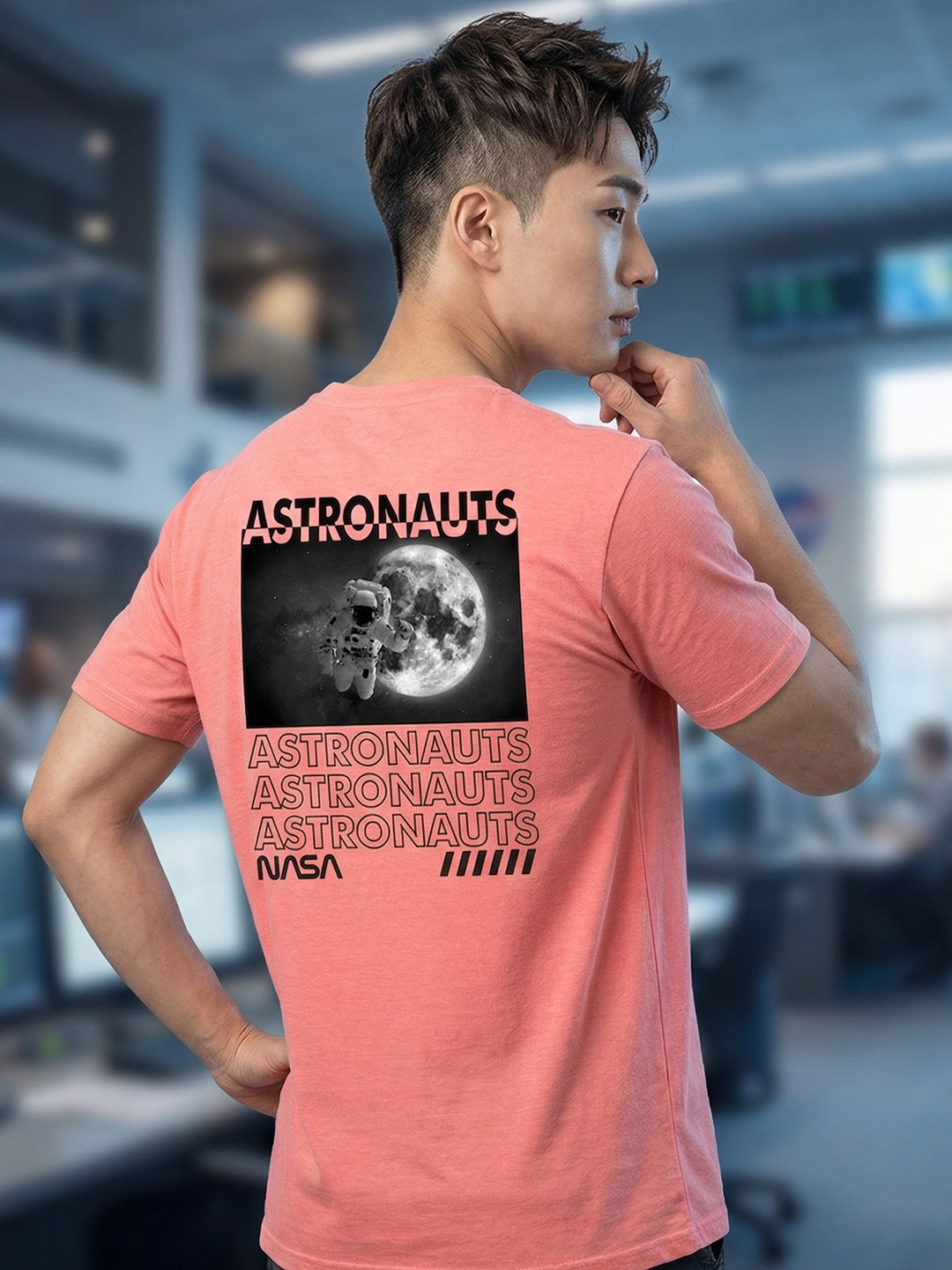 Greylongg Round Neck Nasa Astronauts Design  printed T-shirts