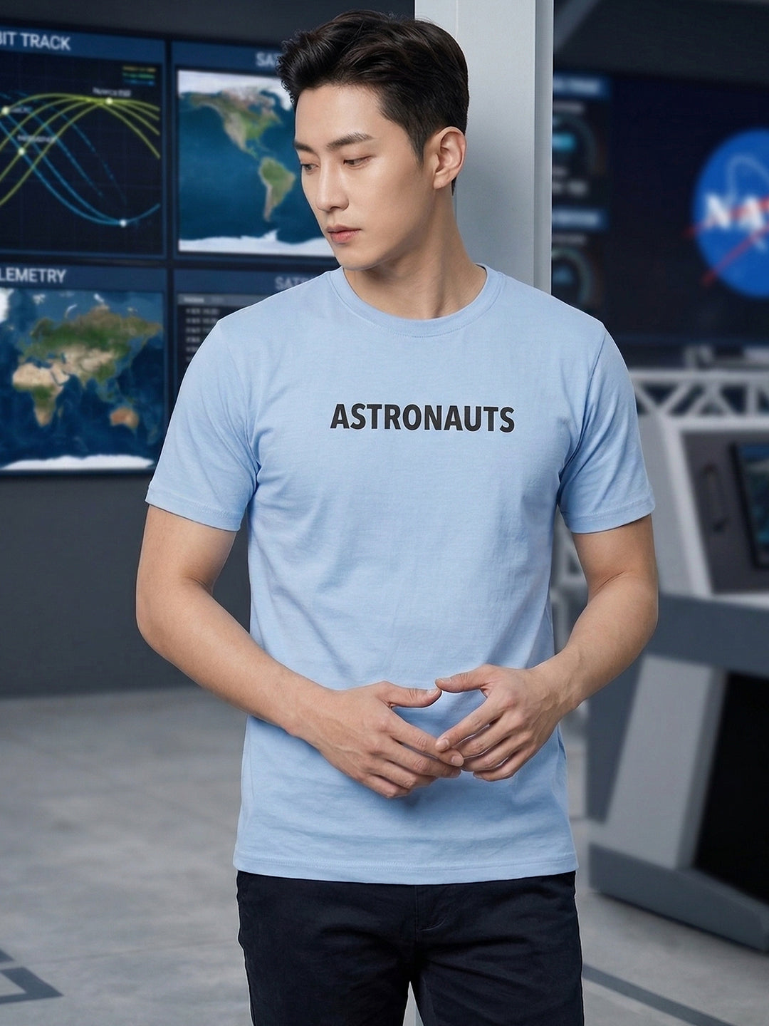 Greylongg Round Neck Nasa Astronauts Design  printed T-shirts