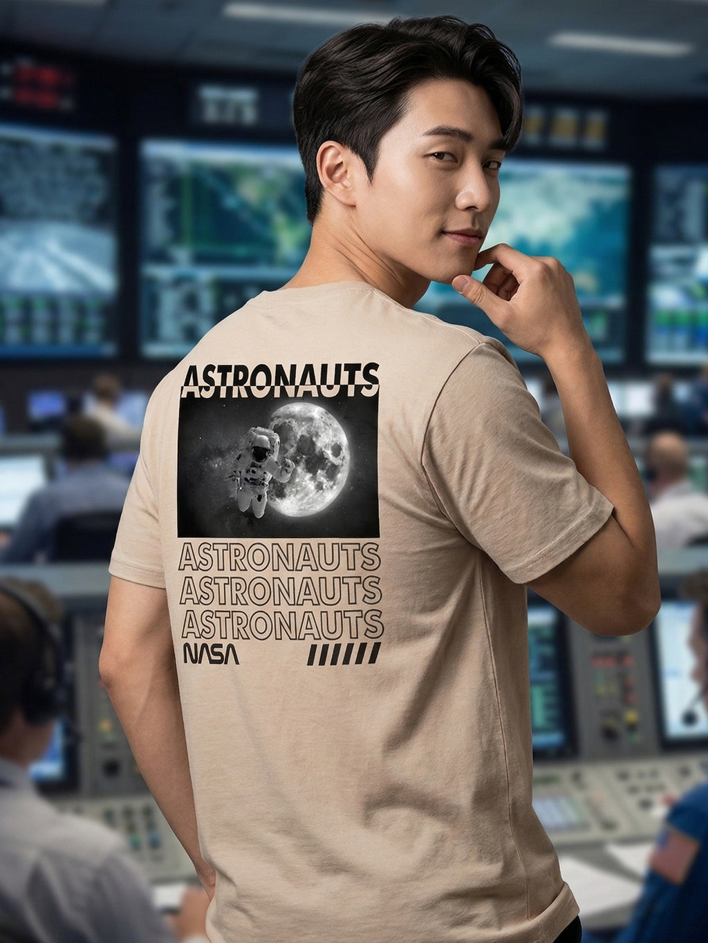 Greylongg Round Neck Nasa Astronauts Design  printed T-shirts