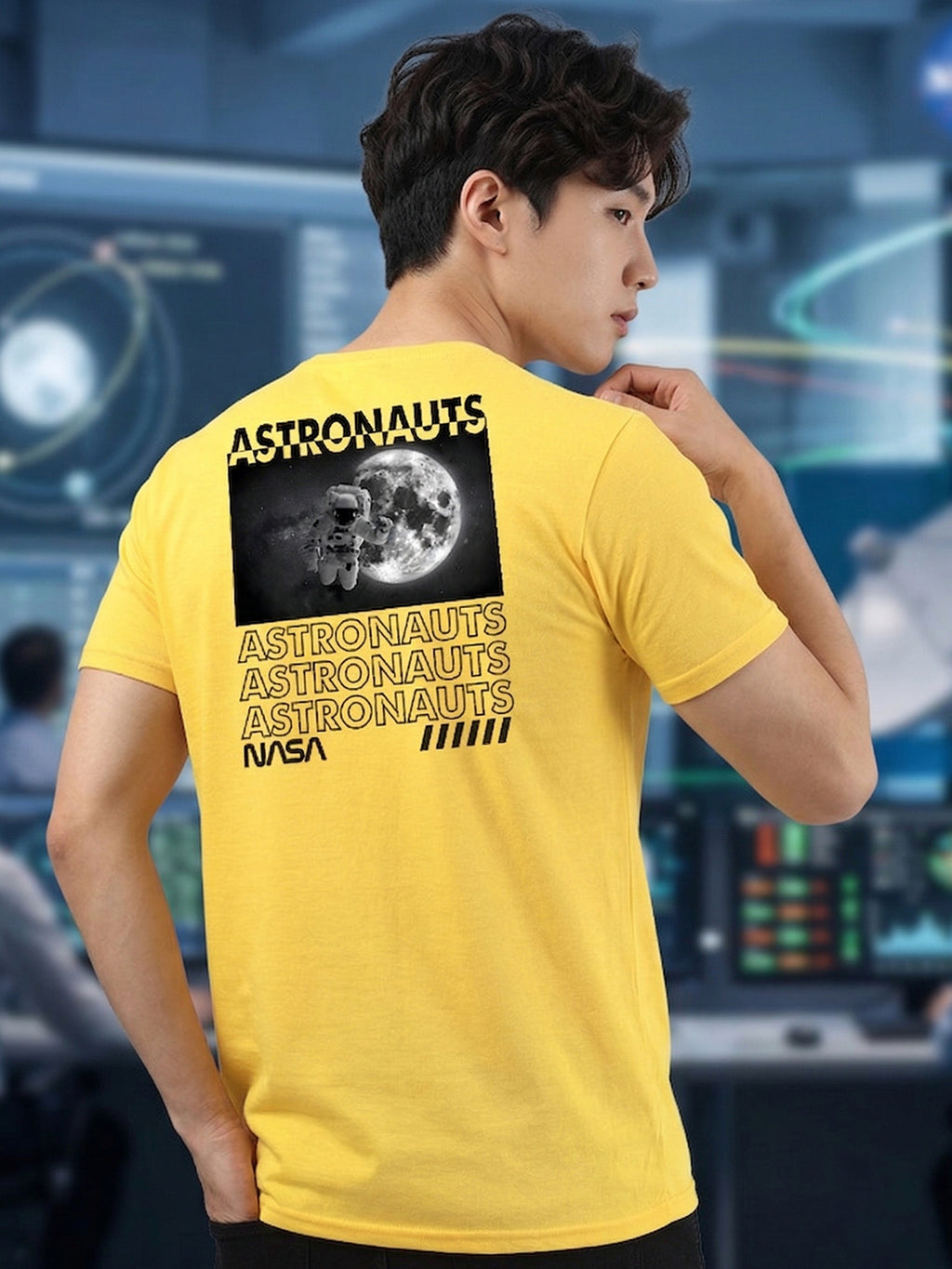 Greylongg Round Neck Nasa Astronauts Design  printed T-shirts