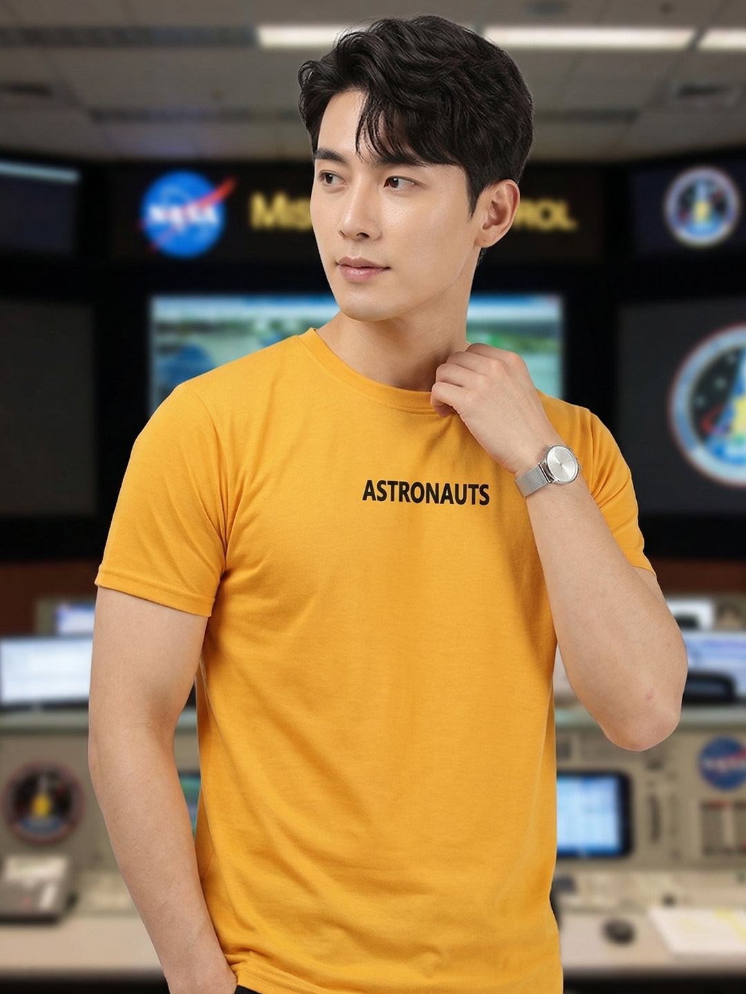 Greylongg Round Neck Nasa Astronauts Design  printed T-shirts
