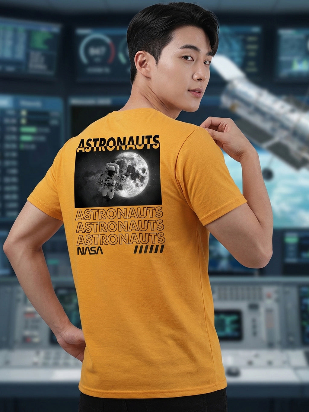 Greylongg Round Neck Nasa Astronauts Design  printed T-shirts