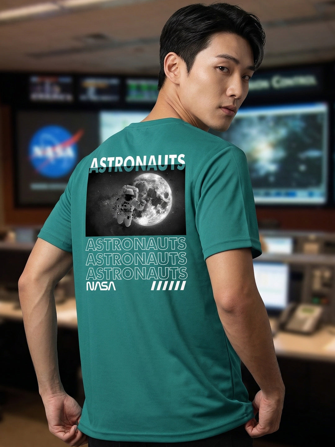 Greylongg Round Neck Nasa Astronauts Design  printed T-shirts