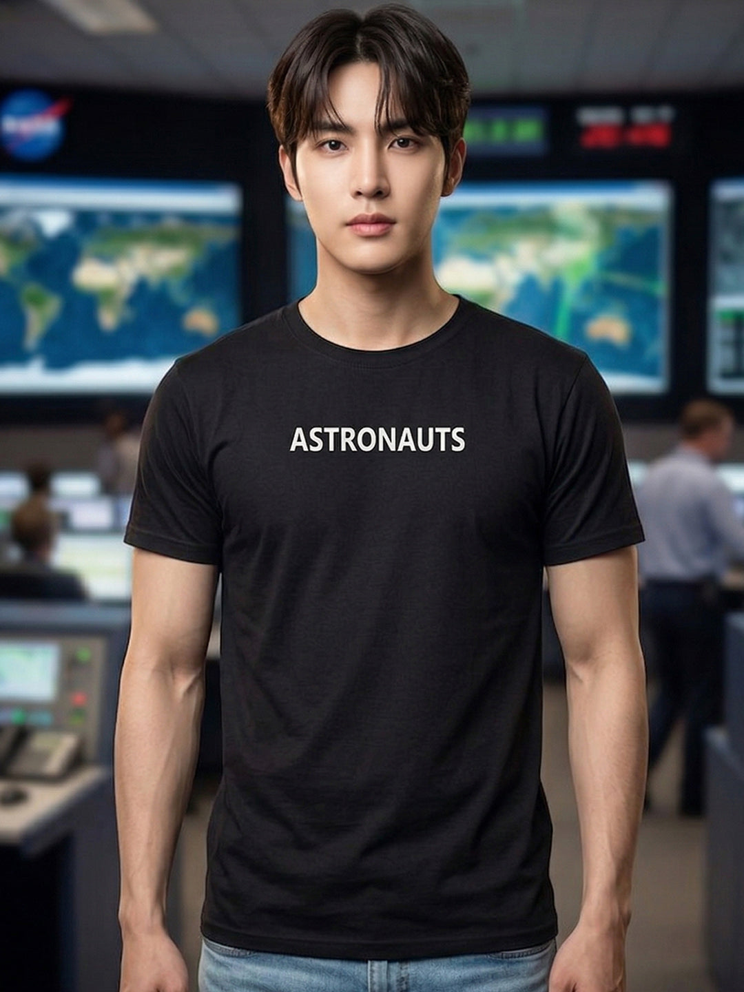 Greylongg Round Neck Nasa Astronauts Design  printed T-shirts