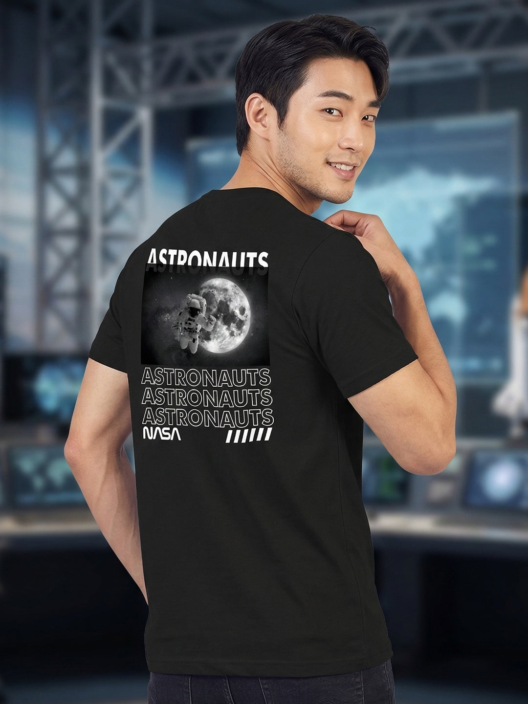 Greylongg Round Neck Nasa Astronauts Design  printed T-shirts