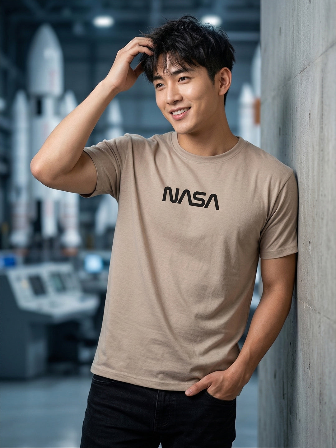Greylongg Round Neck Nasa  Design  printed T-shirts