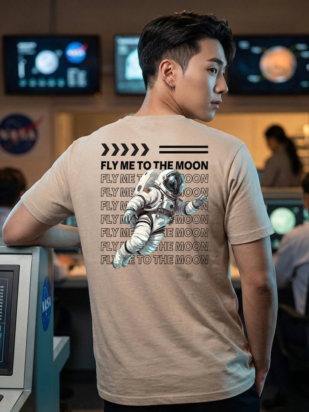 Greylongg Round Neck Nasa  Design  printed T-shirts