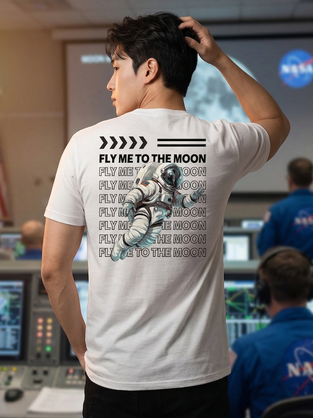 Greylongg Round Neck Nasa  Design  printed T-shirts