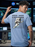 Greylongg Round Neck Nasa  Design  printed T-shirts