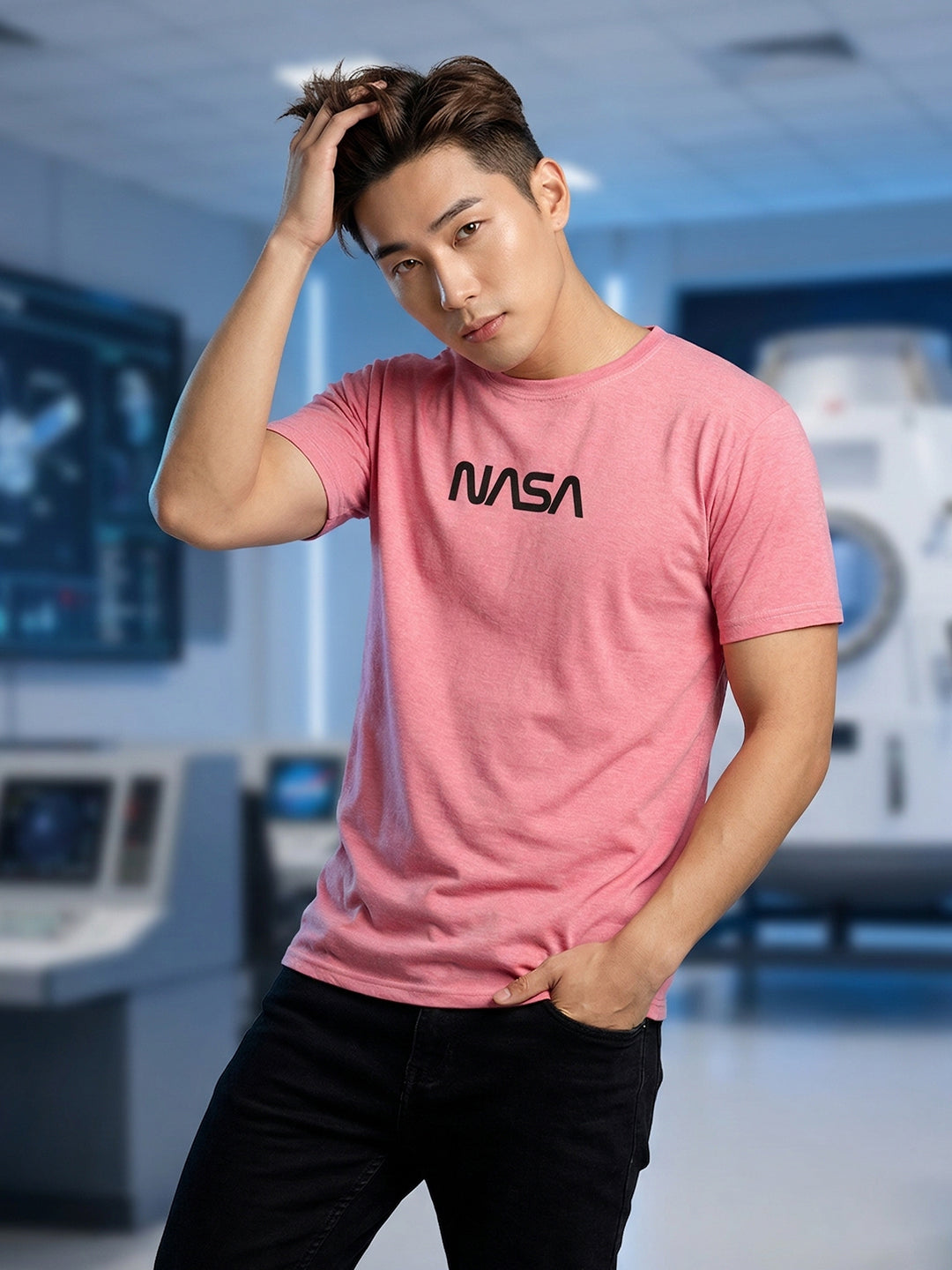 Greylongg Round Neck Nasa  Design  printed T-shirts