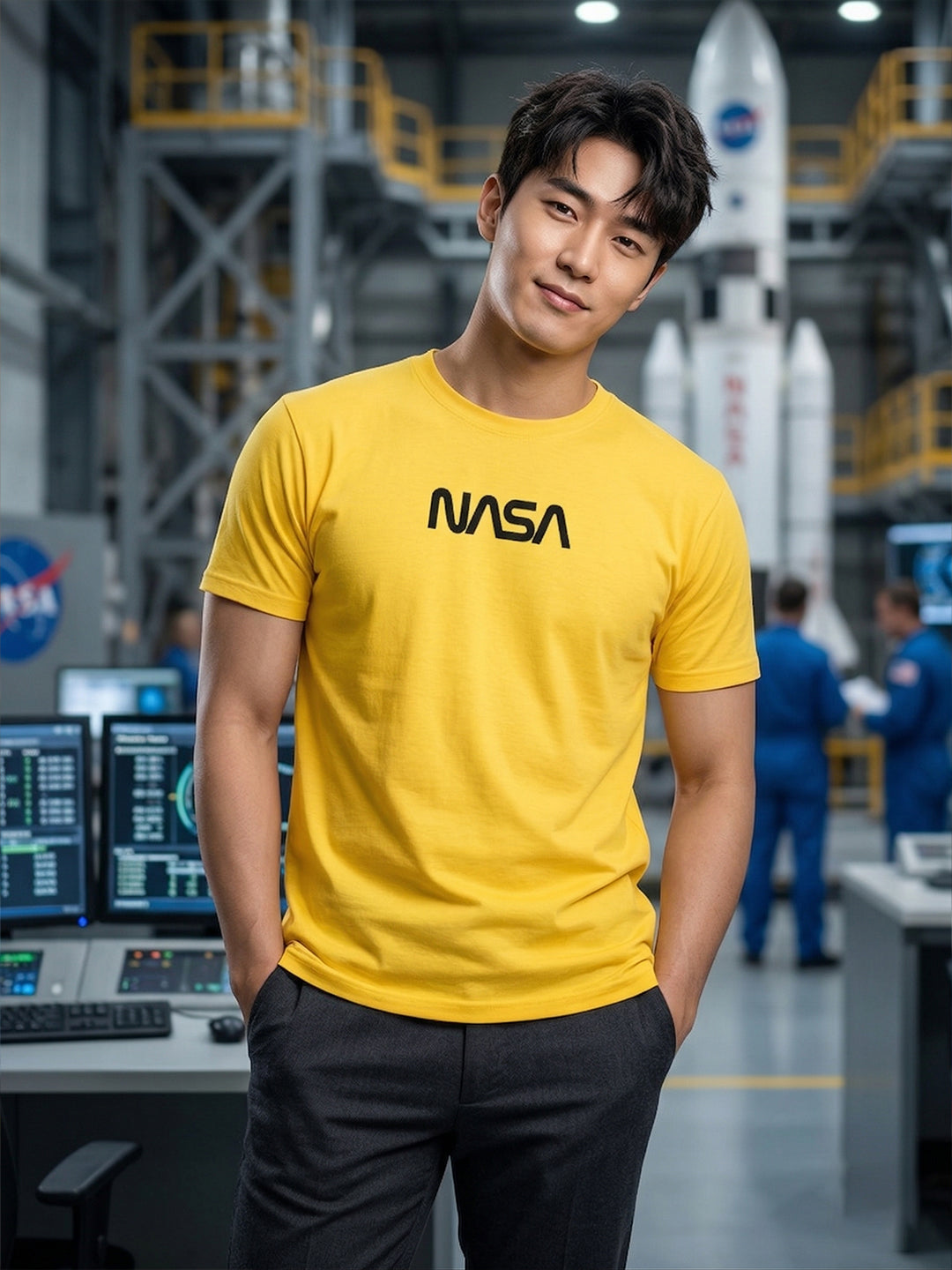 Greylongg Round Neck Nasa  Design  printed T-shirts