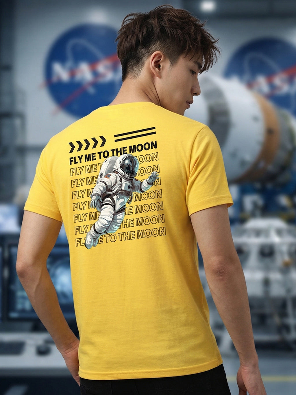 Greylongg Round Neck Nasa  Design  printed T-shirts