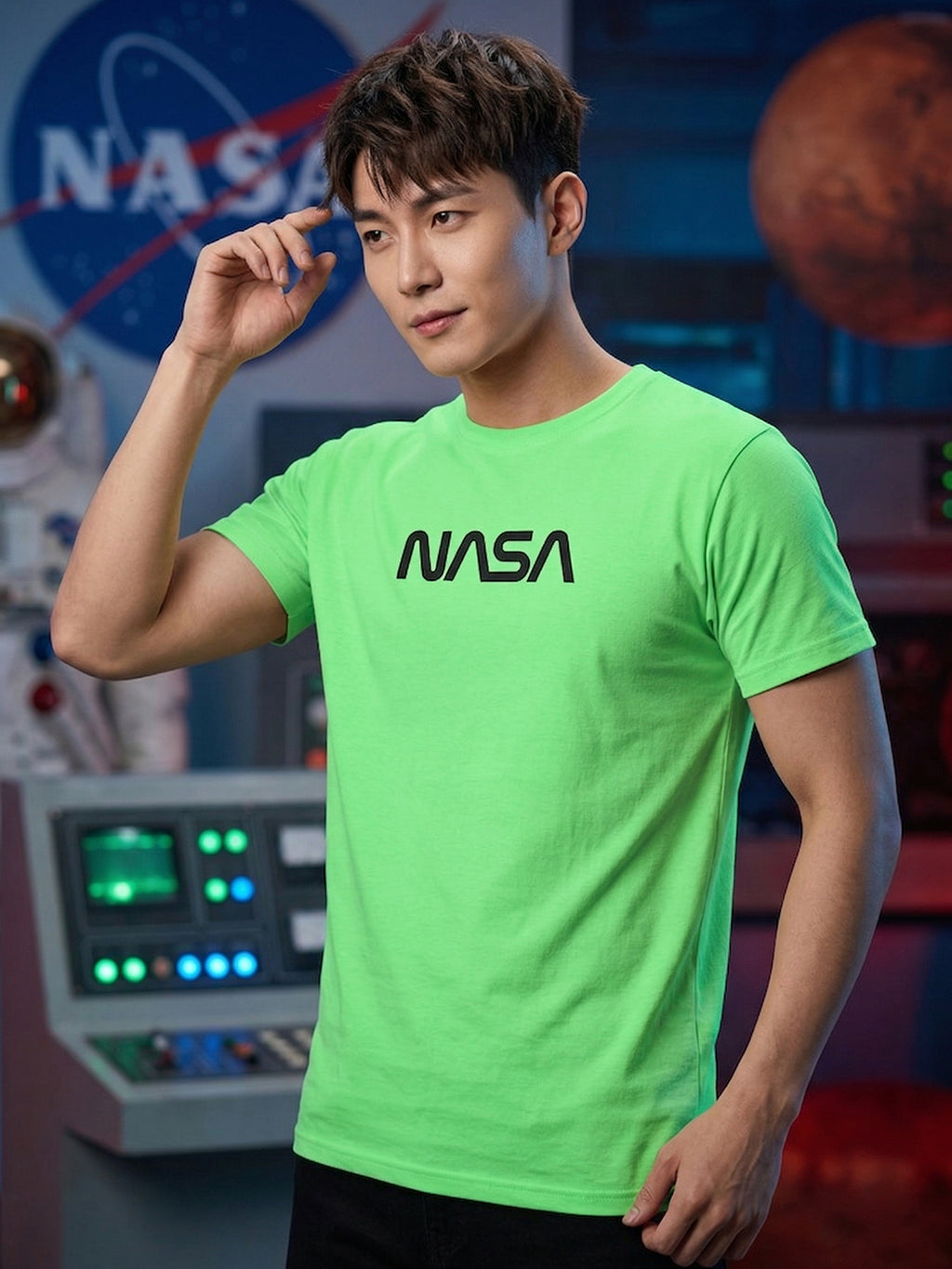 Greylongg Round Neck Nasa  Design  printed T-shirts