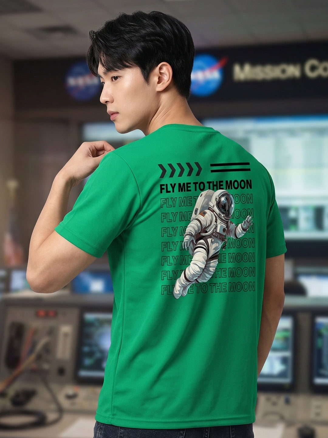 Greylongg Round Neck Nasa  Design  printed T-shirts