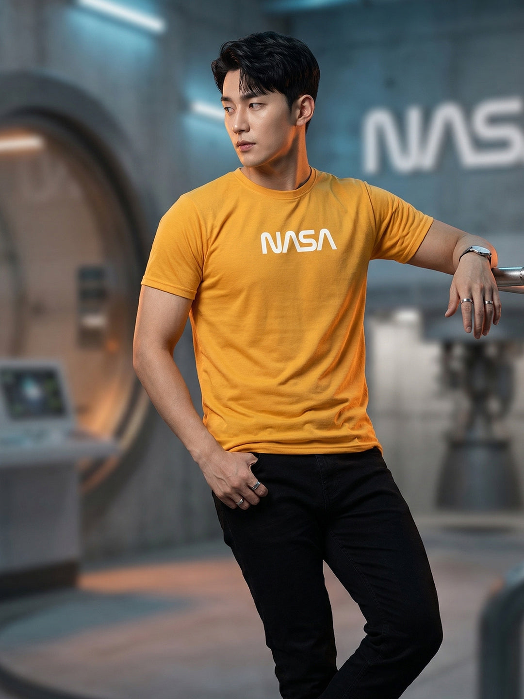 Greylongg Round Neck Nasa  Design  printed T-shirts