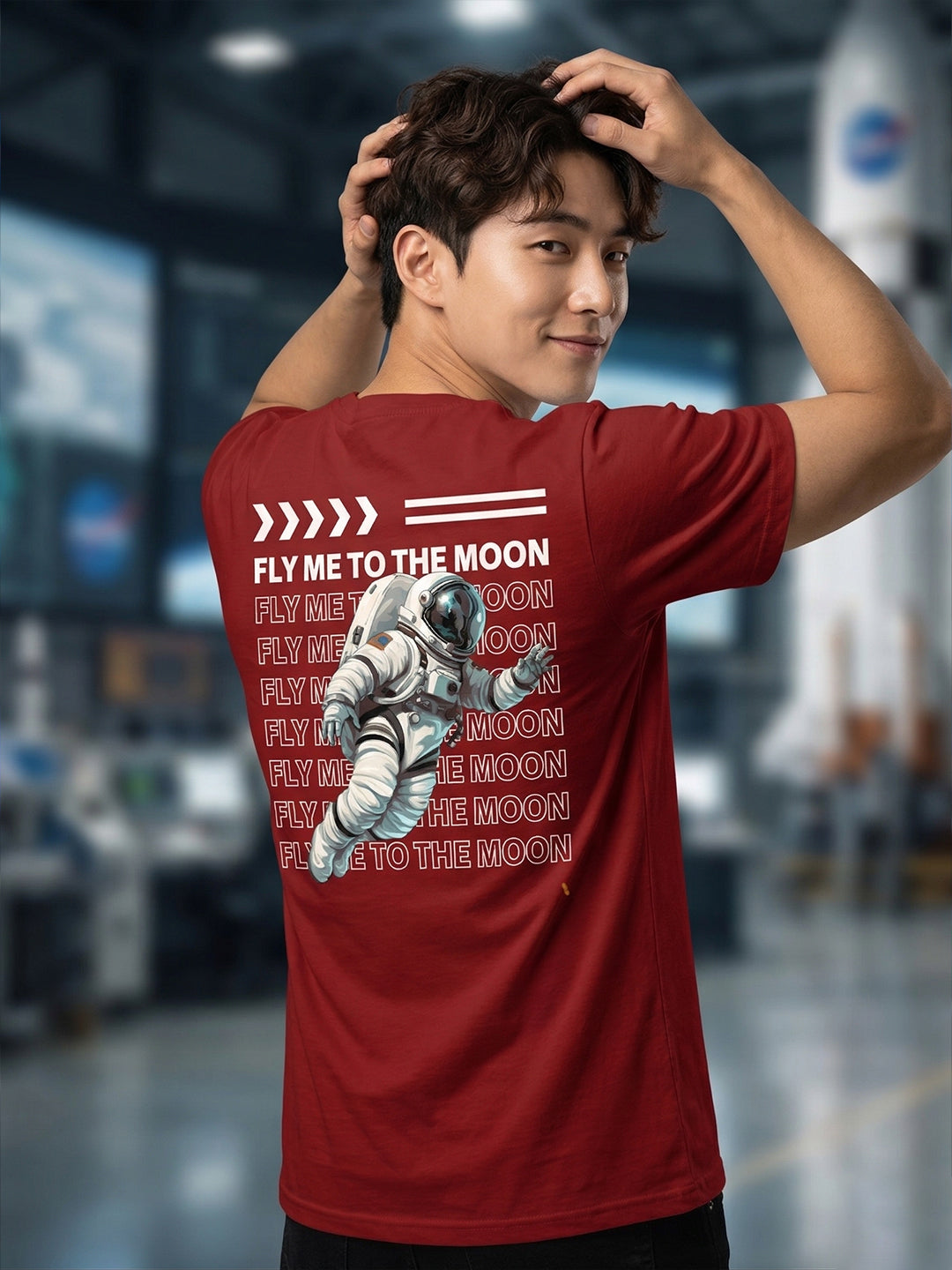Greylongg Round Neck Nasa  Design  printed T-shirts