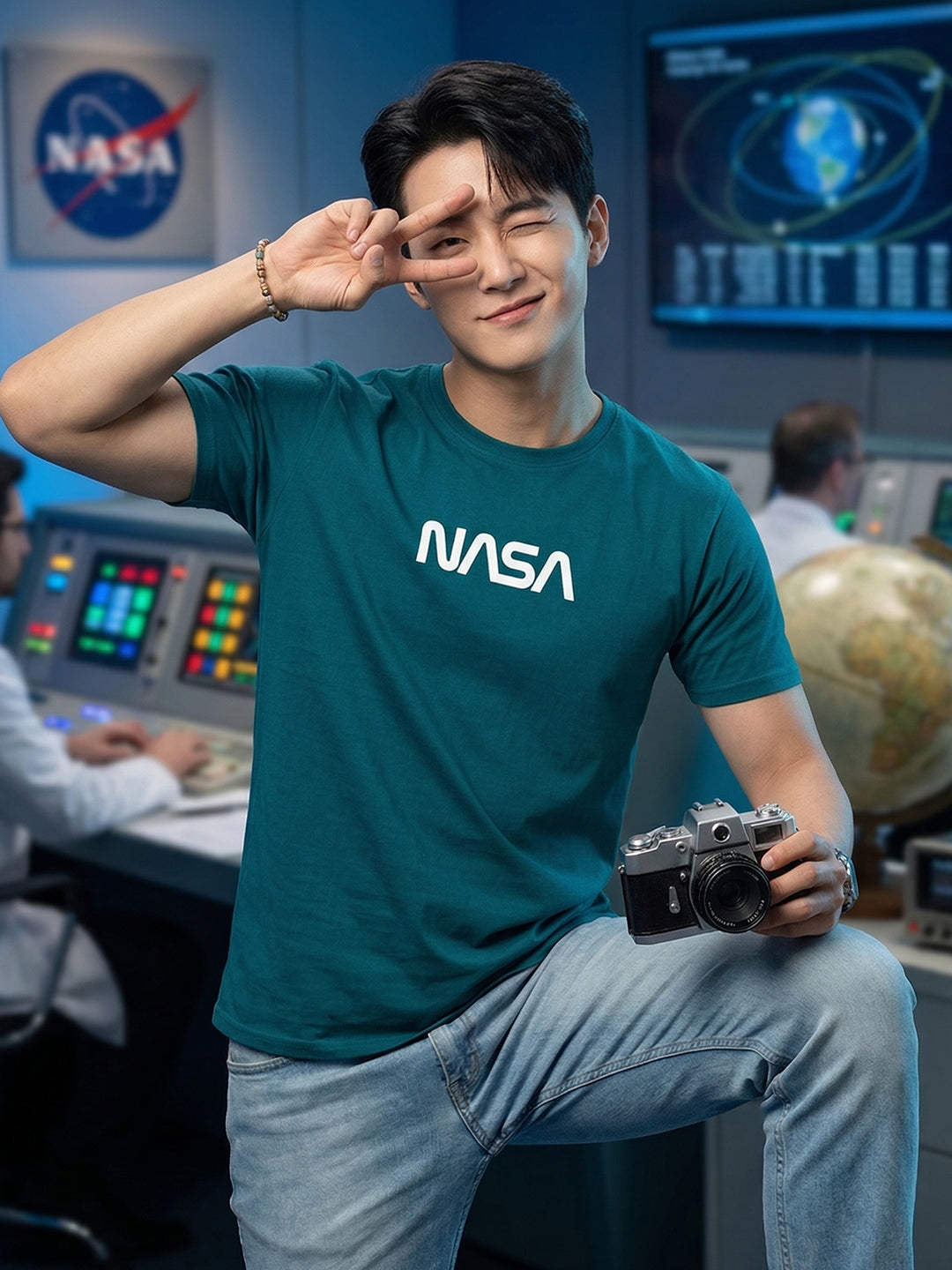 Greylongg Round Neck Nasa  Design  printed T-shirts